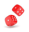 3d rendering of two red dice hanging on a white background Royalty Free Stock Photo