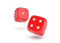 3d rendering of two red dice hanging on a white background Royalty Free Stock Photo