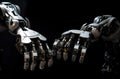 3d rendering two robots hands,