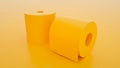 3d rendering of two toilet paper rolls isolated on yellow trendy color background