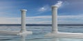 3d rendering two white marble pillars Royalty Free Stock Photo