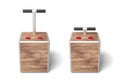 3d rendering of two wooden detonator boxes on white background. Royalty Free Stock Photo