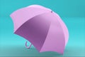 3d rendering umbrella front and top view. realistic mockup of blank parasol with wooden handle, classic accessory for rain