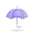 3d rendering umbrella icon. Illustration with shadow isolated on white
