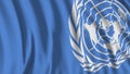 3d rendering of a UN flag. The flag develops smoothly in the wind