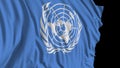 3d rendering of a UN flag. The flag develops smoothly in the wind
