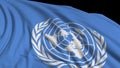 3d rendering of a UN flag. The flag develops smoothly in the wind