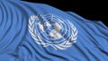 3d rendering of a UN flag. The flag develops smoothly in the wind