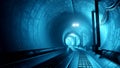 3D rendering Underground tunnel illuminated at the end