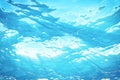 3d rendering underwater sea, ocean surface with light rays, high resolution Royalty Free Stock Photo