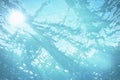 3d rendering underwater sea, ocean surface with light rays, high resolution Royalty Free Stock Photo