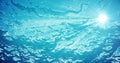 3d rendering underwater sea, ocean surface with light rays, high resolution Royalty Free Stock Photo