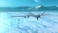 3D rendering of an unmanned attack aircraft