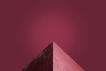 3D rendering unusual abstract product display. Red cube, pyramid on the background of the color of wine. Minimal dynamic template Royalty Free Stock Photo