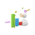 3d rendering user with bar graph icon. 3d render concept for business investment and growth profit icon. User with bar