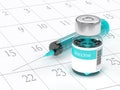 3d rendering of vaccine vial and syringe isolated over white