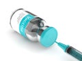 3d rendering of vaccine vial with syringe