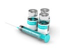 3d rendering of vaccine vials and syringe isolated over white Royalty Free Stock Photo