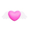 3d rendering valentine\'s day heart wing icon