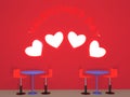 3D rendering Valentines Day, couple place, big four love to blank photos for background and mock up object