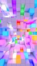 3D rendering vertical abstract background color light cubes