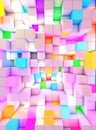 3D rendering vertical abstract background color light cubes Royalty Free Stock Photo
