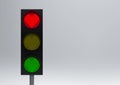 3d rendering. vertical red, yellow and green traffic in love heart shape light signal on gray copy space background Royalty Free Stock Photo