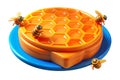 3D illustration of honeycomb with bees on white background Royalty Free Stock Photo