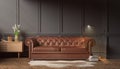 3d rendering of victorian living room with a large sofa - classic style Royalty Free Stock Photo