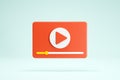 3D Rendering Video Player Icon Symbols Isolated Red Color Front