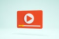 3D Rendering Video Player Icon Symbols Isolated Red Color Side
