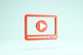 3D Rendering Video Player Icon Symbols Transparent Format Red Color Side