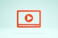 3D Rendering Video Player Icon Symbols Transparent Format Red Front