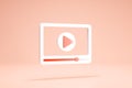 3D Rendering Video Player Icon Symbols Transparent Format Whit Color Side