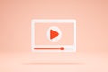 3D Rendering Video Player Icon Symbols Transparent Format White Color Front