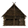 3D Rendering Viking Style Wooden Building on White