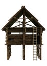 3D Rendering Viking Style Wooden Building on White