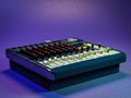 Vintage audio mixer over violet background