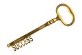 3D rendering of a vintage golden key with success on white Royalty Free Stock Photo