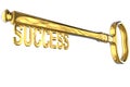 3D rendering of a vintage golden key with success on white Royalty Free Stock Photo