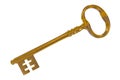 3D rendering of a vintage golden key on white Royalty Free Stock Photo