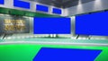 3D rendering Virtual TV Sport Studio News, Backdrop For TV Shows. TV On Wall. Advertising area, workspace mock up.