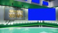 3D rendering Virtual TV Sport Studio News, Backdrop For TV Shows. TV On Wall. Advertising area, workspace mock up.