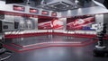 3D rendering Virtual TV Studio News, Backdrop For TV Shows. TV On Wall.