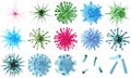 3d rendering virus bacteria icons set, abstract beautiful microbiological colorful cell microbe virus molecule bacteria