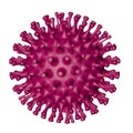 3d rendering of virus, magenta red, isolated Royalty Free Stock Photo