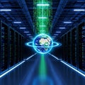 Global Connectivity Data Center Hall Royalty Free Stock Photo