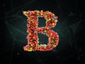 3d Rendering of vitamin B on abstract background. Concept of dietary supplements