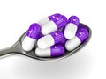 3d rendering vitamin B12 pills on spoon Royalty Free Stock Photo