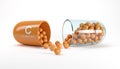 3d rendering of a vitamin capsule with vitamin C - ascorbic acid